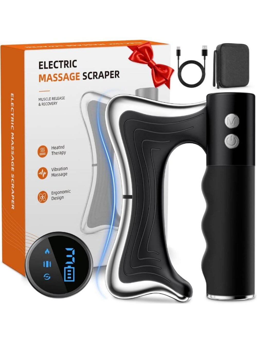 3-in-1 Electric Heated Muscle Scraper & Vibration Massager Tool for Pain Relief